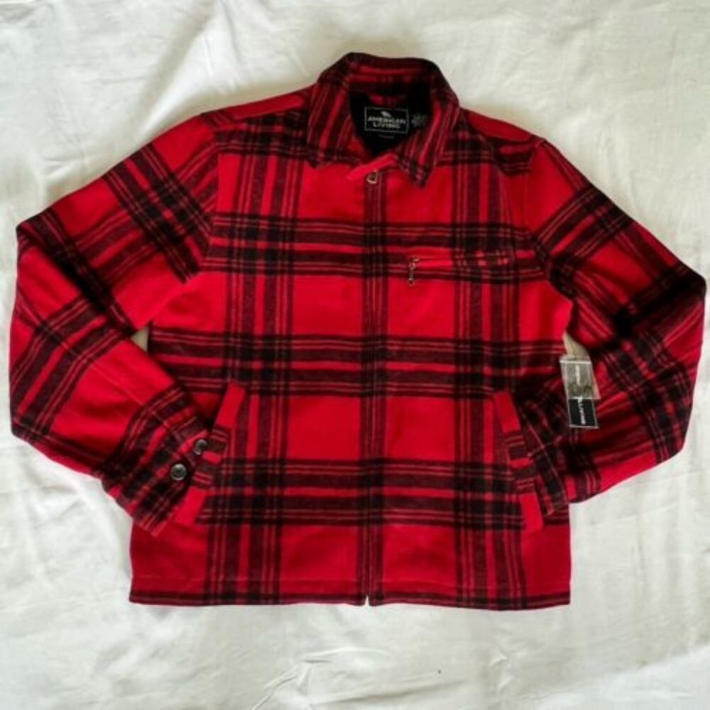 NWT Ralph Lauren American Living Buffalo Plaid Sz M Hunting Jacket Red Black